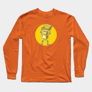 Robot Holding Drum Machine Yellow Tint Long Sleeve T-Shirt